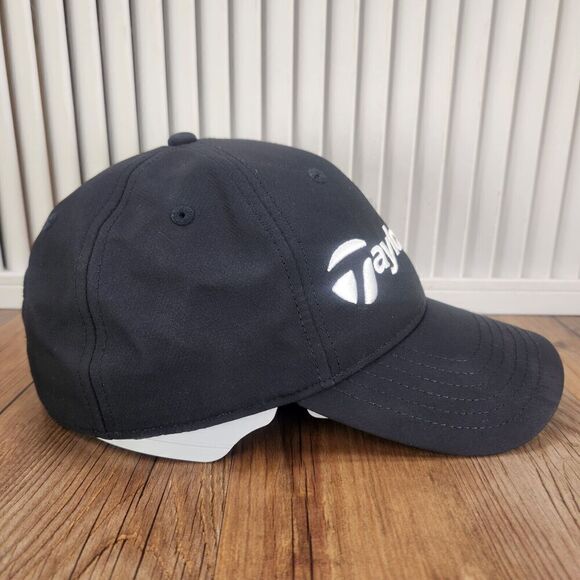 Taylor Made Golf Hat Cap Strap Back Black Logo Sports Mens Brand Advertising PGA - Picture 4 of 11